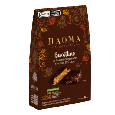 Biscottino Haoma De Caramelo Salgado Com Chocolate 56% Cacau 84g