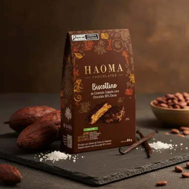 Biscottino Haoma De Caramelo Salgado Com Chocolate 56% Cacau 84g