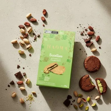 Biscottino Haoma De Pistache Com Chocolate Branco 84g
