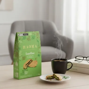 Biscottino Haoma De Pistache Com Chocolate Branco 84g