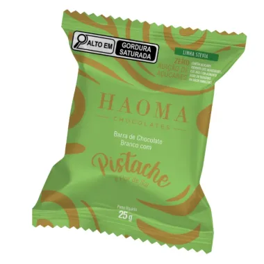 Chocolate Haoma Chocolate Branco Com Pistache E Flor De Sal Zero 25g