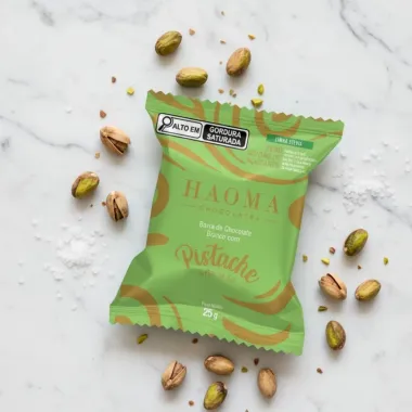 Chocolate Haoma Chocolate Branco Com Pistache E Flor De Sal Zero 25g