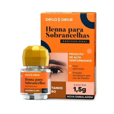 Tintura Henna Para Sobrancelhas Della & Delle Castanho Claro 1,5g