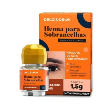 Tintura Henna para Sobrancelhas Della & Delle Castanho Medio 1,5g