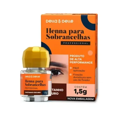 Tintura Henna para Sobrancelhas Della & Delle Castanho Escuro 1,5g