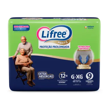 Roupa Íntima Lifree Pants Proteção Prolongada Extra Absorção Tamanho G/XG Unissex 9 Unidades