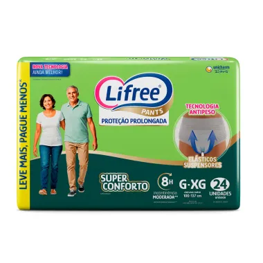 Roupa Íntima Lifree Pants Proteção Prolongada Super Conforto Tamanho G/XG Unissex 24 Unidades
