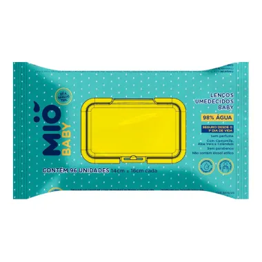 Lenço Umedecido Mió Baby 98% Água Sem Perfume 96 Unidades