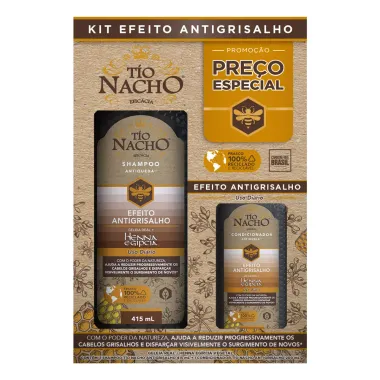 Kit Tío Nacho Efeito Antigrisalho Shampoo Antiqueda 415ml e Condicionador Antiqueda 200ml