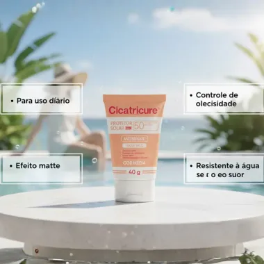 Protetor Solar Cicatricure FPS50 Antissinais Cor Media 2 Toque Seco 40g
