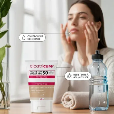 Protetor Solar Cicatricure N50 Antissinais Cor Clara 1 Toque Seco 40g