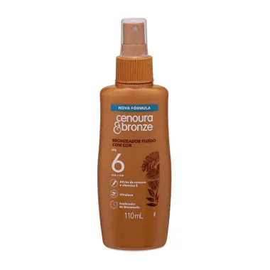 Bronzeador Flu&iacute;do com Cor FPS 6 Cenoura & Bronze 110ml
