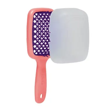 Escova Para Cabelo Ricca Flex Go Mini Coral com Capa Protetora