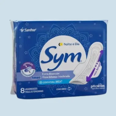 Absovernte Sym Noite e Dia Cobertura Seca Extra Absor&ccedil;&atilde;o Fluxo Intenso/Moderado com Abas 8 Unidades