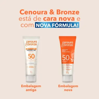 Protetor Solar Facial Diário Cenoura e Bronze FPS 50 Toque Seco 50g
