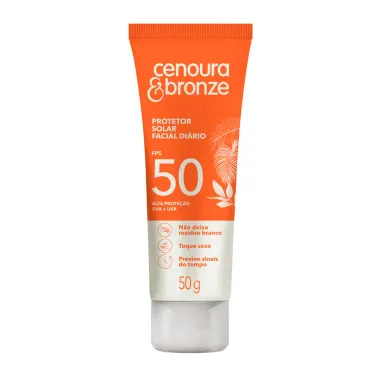 Protetor Solar Facial Diário Cenoura e Bronze FPS 50 Toque Seco 50g