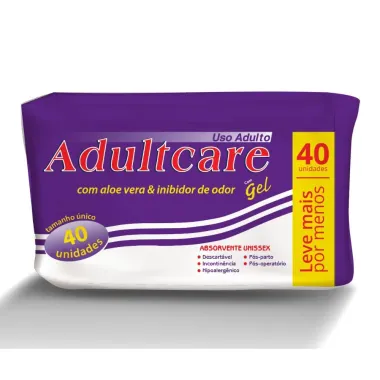 Absorvente Geriátrico Adultcare Com Gel Unissex Com 40 Unidades Leve Mais Por Menos