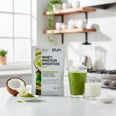 Whey Protein Smoothie Energy Dux Sabor Matcha Coco e Baunilha Sachê 38g