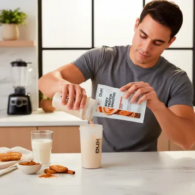 Whey Protein Smoothie Dux Speculoos Sabor Biscoito Especiaria e Caramelo com 20g de Prote&iacute;na Sach&ecirc; 35g