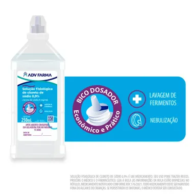 Solução Fisiológica de Cloreto de Sódio 0,9% ADV Farma 250ml