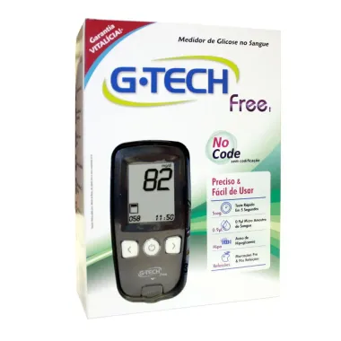 Kit Medidor De Glicose G Tech Free com 10 Tiras + 10 Lancetas + 1 Lancetador