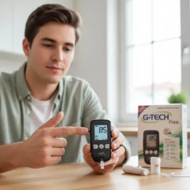 Kit Medidor De Glicose G Tech Free com 10 Tiras + 10 Lancetas + 1 Lancetador