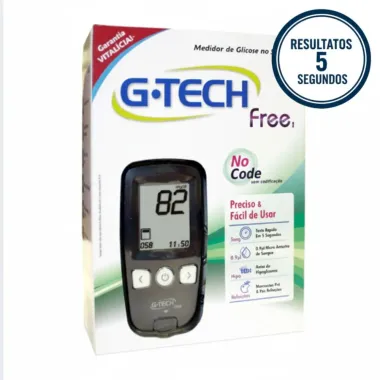 Kit Medidor De Glicose G Tech Free com 10 Tiras + 10 Lancetas + 1 Lancetador