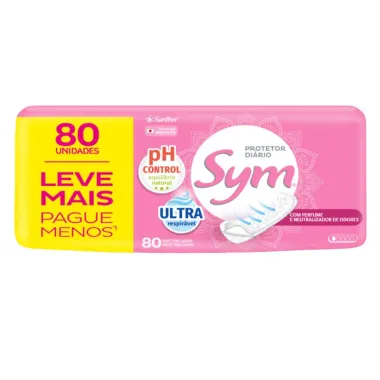 Absorvente Sym Protetor Diario com Perfume e Neutralizador de Odores 80 Unidades Leve Mais Pague Menos