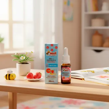 Composto de Mel e Extrato Aquoso de Própolis Santa Bárbara Kids Sabor Morango Sem Álcool 20ml