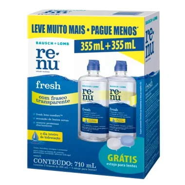 Kit Renu Fresh Solução Multiuso para Lentes de Contato 2 Unidades de 355ml cada Ganhe Estojo para Lente