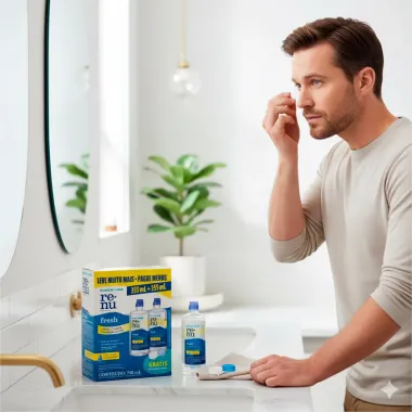 Kit Renu Fresh Solução Multiuso para Lentes de Contato 2 Unidades de 355ml cada Ganhe Estojo para Lente