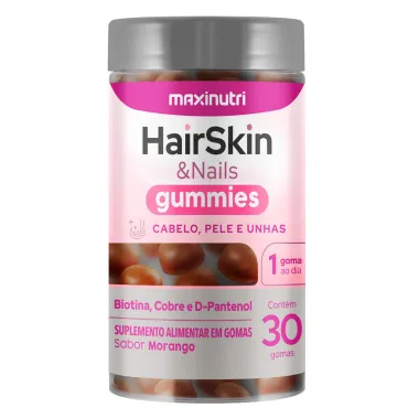 HairSkin e Nails Gummies Cabelo Pele e Unhas Sabor Morango com 30 Gomas