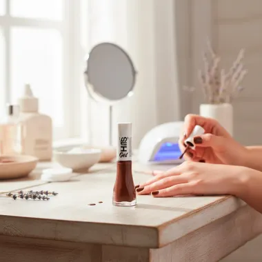 Esmalte Hits 5Free Efeito Gel Cremoso Cor Boho Caf&eacute; 8ml