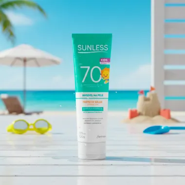 Protetor Solar Sunless Kids FPS 70 Invis&iacute;vel na Pele para Pele Sens&iacute;veis e Delicadas 120g