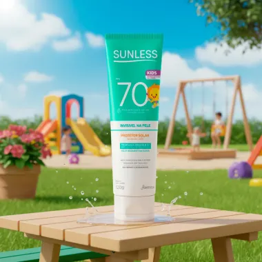 Protetor Solar Sunless Kids FPS 70 Invis&iacute;vel na Pele para Pele Sens&iacute;veis e Delicadas 120g