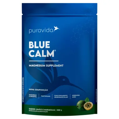 Blue Calm Puravida Magnesium Supplement Sabor Limão e Maracujá Sachê 350g