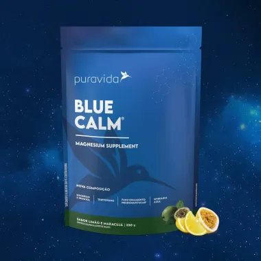 Blue Calm Puravida Magnesium Supplement Sabor Lim&atilde;o e Maracuj&aacute; Sach&ecirc; 350g