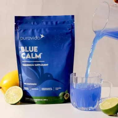 Blue Calm Puravida Magnesium Supplement Sabor Lim&atilde;o e Maracuj&aacute; Sach&ecirc; 350g
