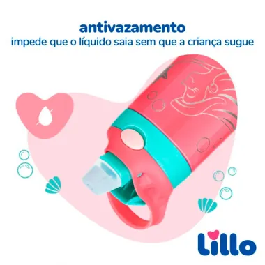 Garrafa Térmica Lill Kids Inox Sereia com Bebedor de Silicone 3+ Anos 350ml