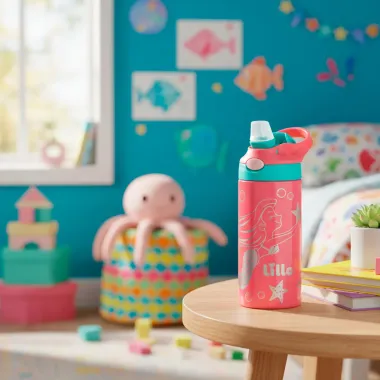 Garrafa Térmica Lill Kids Inox Sereia com Bebedor de Silicone 3+ Anos 350ml