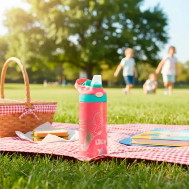 Garrafa Térmica Lill Kids Inox Sereia com Bebedor de Silicone 3+ Anos 350ml