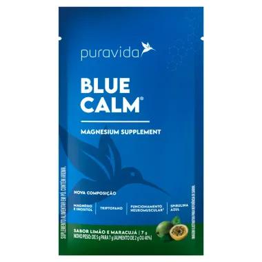 Blue Calm Puravida Magnesium Supplement Sabor Limão e Maracujá Sachê 7g