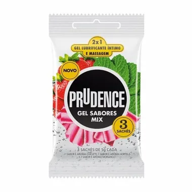 Gel Lubrificante Prudence Mix Sabores com 3 Sachês