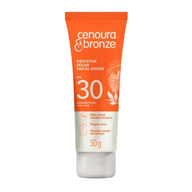 Protetor Solar Facial Diário Cenoura e Bronze FPS 30 Toque Seco 50g