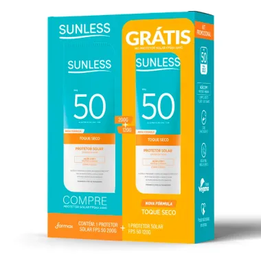 Protetor Solar Sunless FPS 50 Toque Seco 200g e Ganhe Protetor Solar Sunless FPS 50 Toque Seco 120g