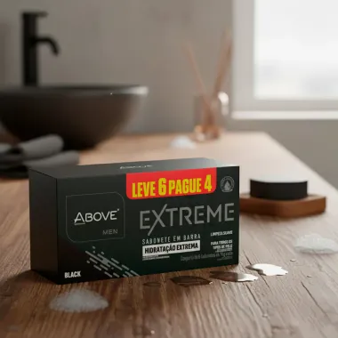 Sabonete em Barra Above Men Extreme Hidrata&ccedil;&atilde;o Extrema Black 6 Unidades de 75g cada