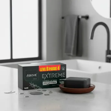 Sabonete em Barra Above Men Extreme Hidrata&ccedil;&atilde;o Extrema Black 6 Unidades de 75g cada