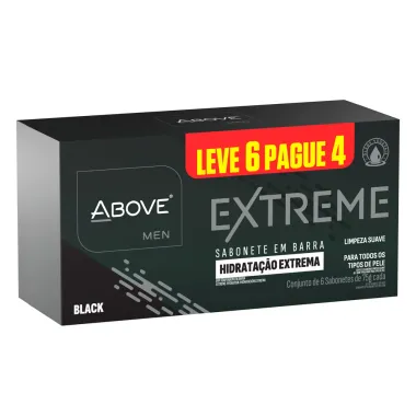 Sabonete em Barra Above Men Extreme Hidrata&ccedil;&atilde;o Extrema Black 6 Unidades de 75g cada