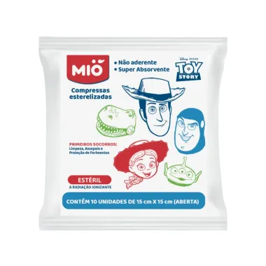 Compressa Gaze Mio Esteril Pixar Toy Story Com 10 Unidades 15Cm X 15Cm (Aberta)