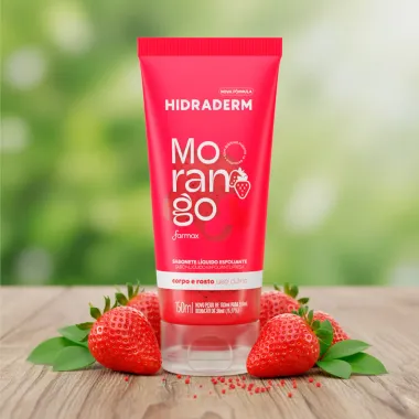 Sabonete Líquido Esfoliante Hidraderm Corpo e Rosto Morango 150ml
